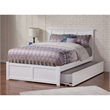 Leo & Lacey Madison Full Wood Platform Bed w/Footboard and Twin Trundle in White
