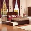 Leo & Lacey Full Wood Platform Bed with Footboard and Twin Trundle in Walnut