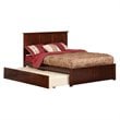 Leo & Lacey Full Wood Platform Bed with Footboard and Twin Trundle in Walnut