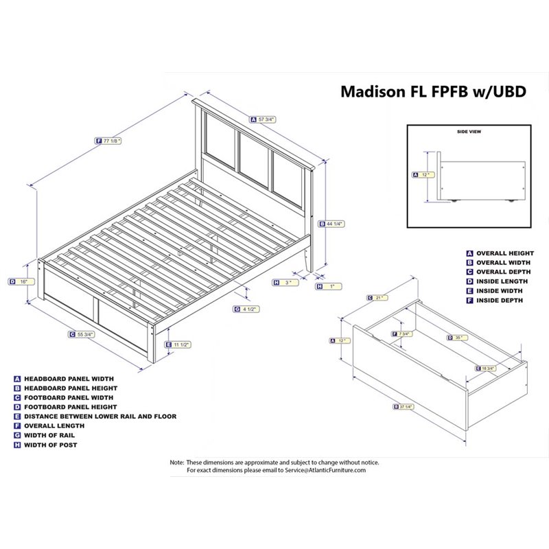Leo & Lacey Madison Full Wood Platform Bed and Storage Drawers in Espresso