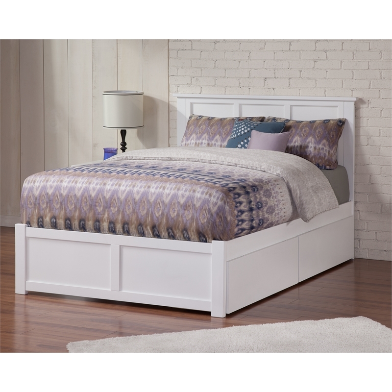 Leo & Lacey Madison Full Wood Platform Bed and Storage Drawers in White