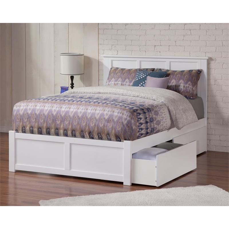 Leo & Lacey Madison Full Wood Platform Bed and Storage Drawers in White