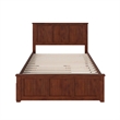 Leo & Lacey Full Platform Bed with Footboard and Twin Trundle in Walnut