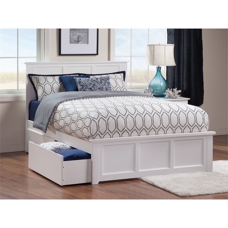 Leo & Lacey Madison Full Platform Bed  and Storage Drawers in White