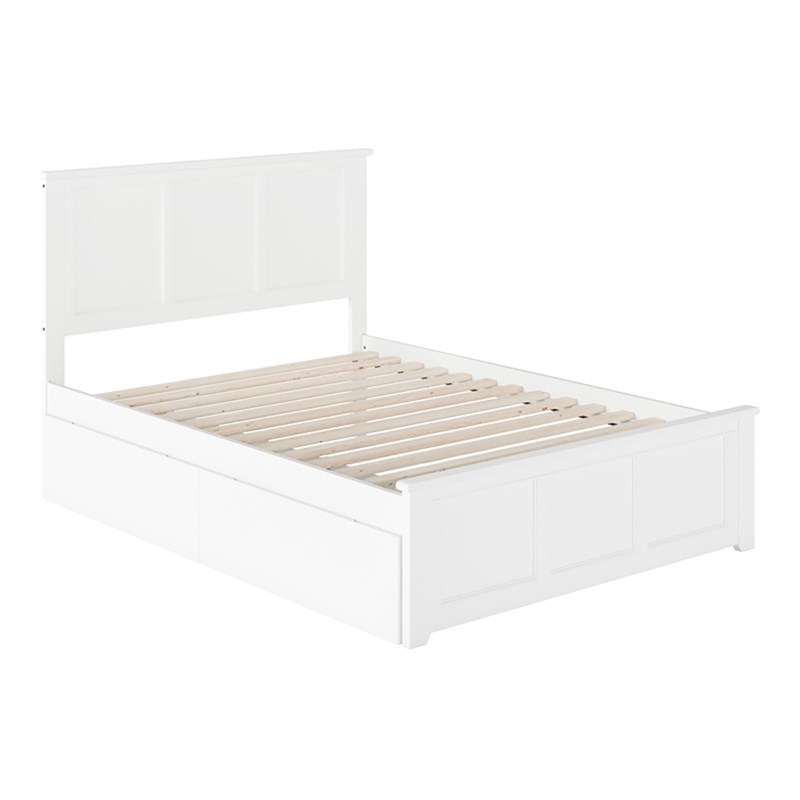 Leo & Lacey Madison Full Platform Bed  and Storage Drawers in White