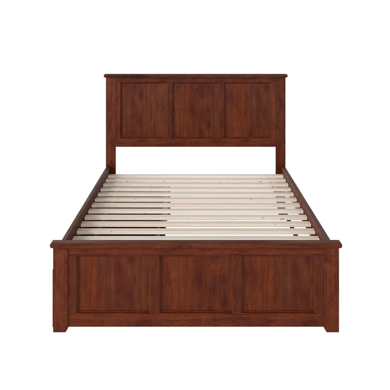 Leo & Lacey Full Platform Bed with Footboard & Storage Drawers - Walnut
