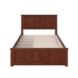 Leo & Lacey Full Platform Bed with Footboard & Storage Drawers - Walnut