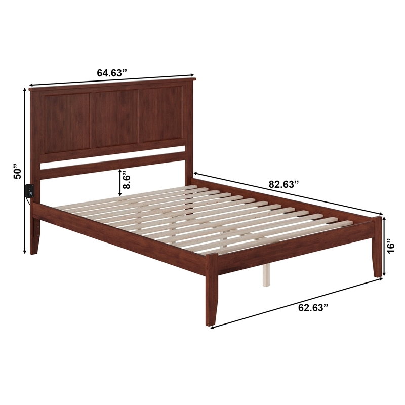 Leo & Lacey Madison Queen Solid Wood Platform Bed in Walnut