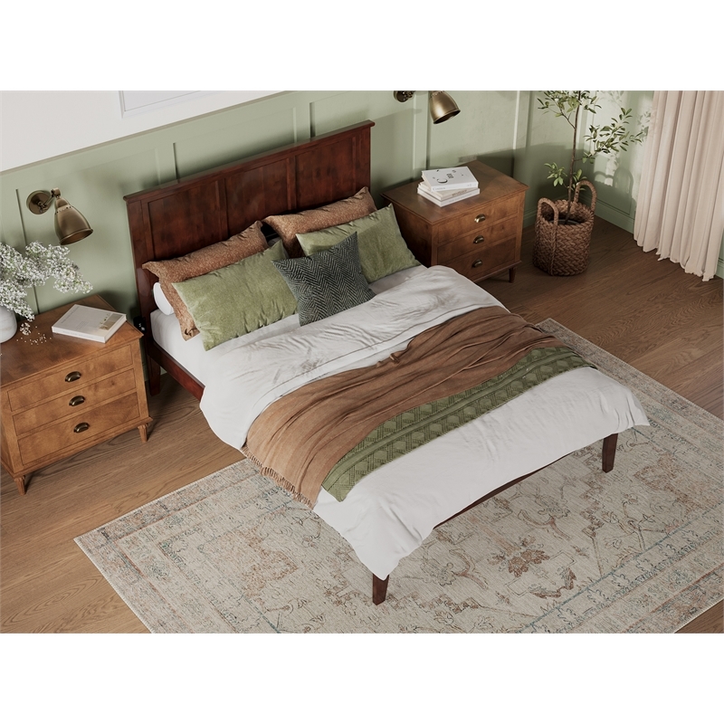 Leo & Lacey Madison Queen Solid Wood Platform Bed in Walnut