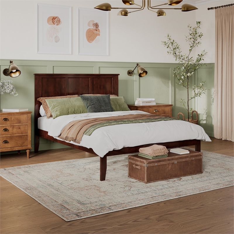 Leo & Lacey Madison Queen Solid Wood Platform Bed in Walnut