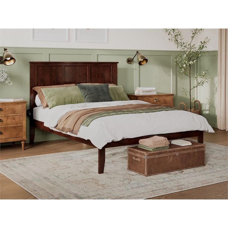 Leo & Lacey Madison Queen Solid Wood Platform Bed in Walnut