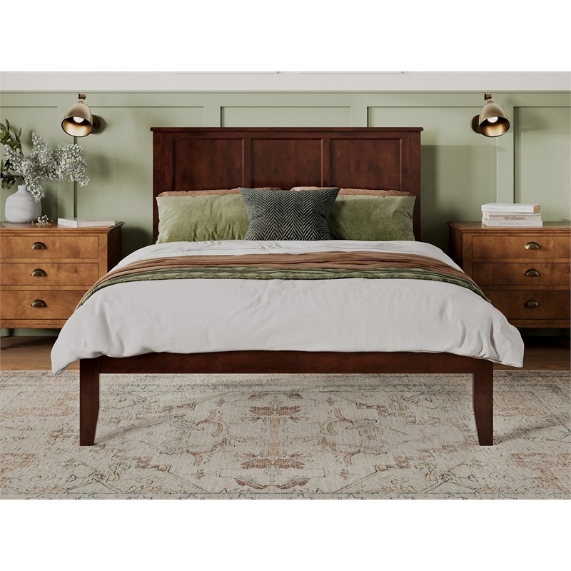 Leo & Lacey Madison Queen Solid Wood Platform Bed in Walnut