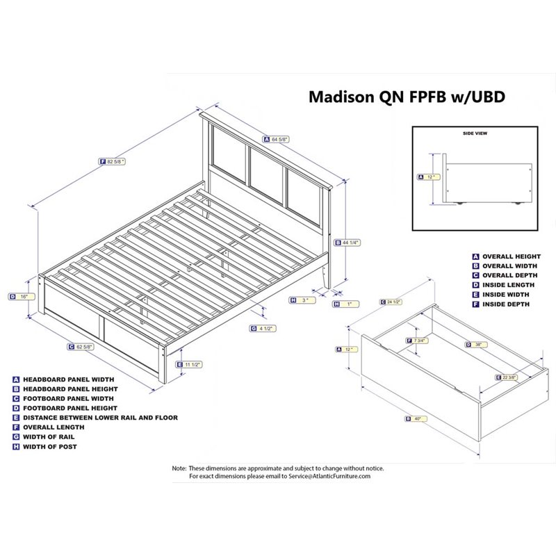 Leo & Lacey Madison Queen Wood Platform Bed and Storage Drawers in Espresso