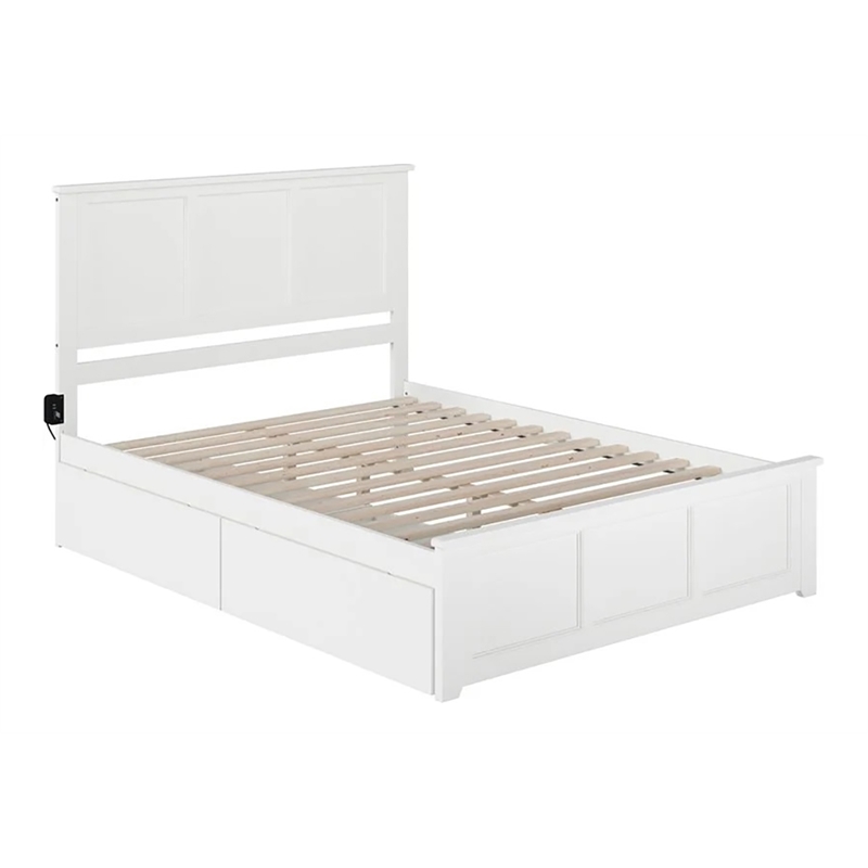 Leo & Lacey Madison Queen Platform Bed  & Storage Drawers in White
