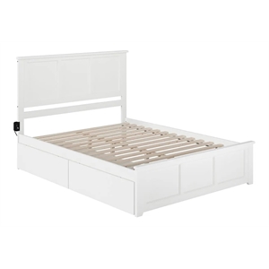 Leo & Lacey Madison Queen Platform Bed  & Storage Drawers in White