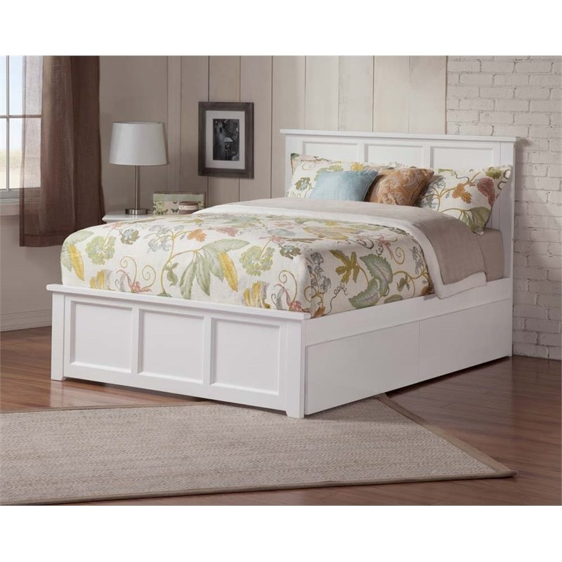 Leo & Lacey Madison Queen Platform Bed  & Storage Drawers in White