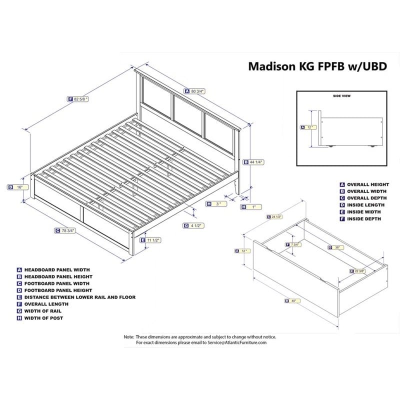 Leo & Lacey Madison King Wood Platform Bed & Storage Drawers in Espresso