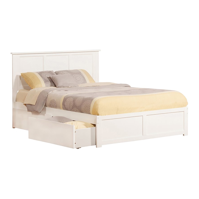 Leo & Lacey Madison King Wood Platform Bed & Storage Drawers in White