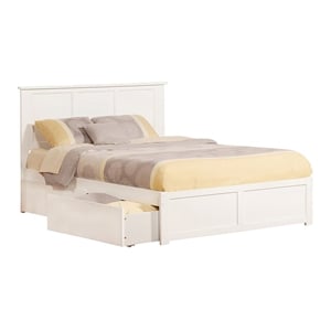Leo & Lacey Madison King Wood Platform Bed & Storage Drawers in White
