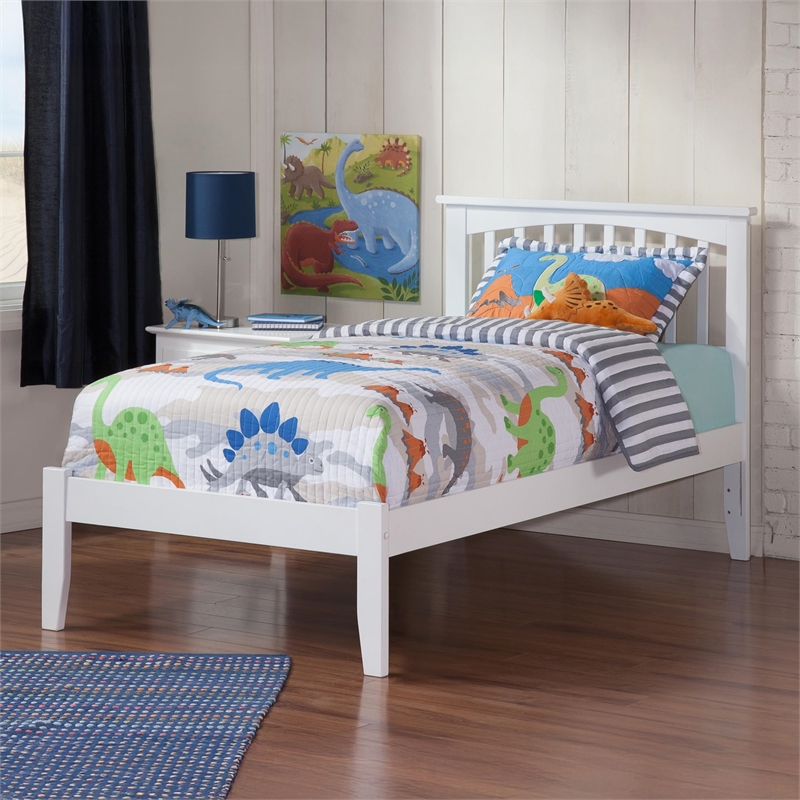 Leo & Lacey Mission Twin XL Solid Wood Platform Bed in White