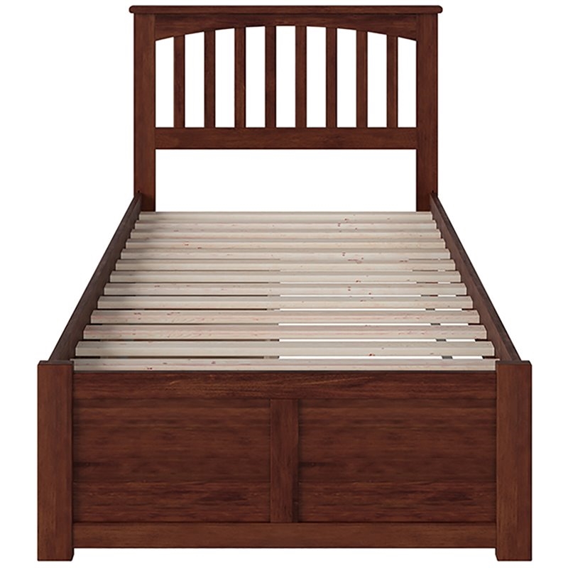 Leo & Lacey Mission Twin XL Wood Platform Bed and Storage Drawers in Walnut
