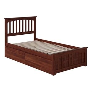 Leo & Lacey Farmhouse Solid Wood Twin XL Storage Platform Bed in Walnut