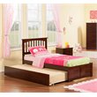 Leo & Lacey Mission Twin Wood Platform Bed and Twin Trundle in Walnut