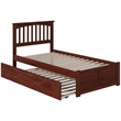 Leo & Lacey Mission Twin Wood Platform Bed and Twin Trundle in Walnut