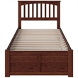 Leo & Lacey Mission Twin Wood Platform Bed and Twin Trundle in Walnut