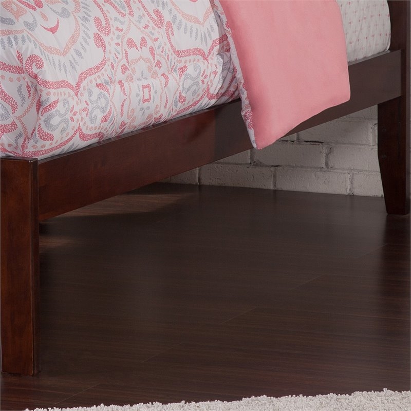 Leo & Lacey Mission Twin Wood Platform Bed and Twin Trundle in Walnut