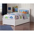 Leo & Lacey Twin Platform Bed with Matching Footboard & Twin Trundle in White