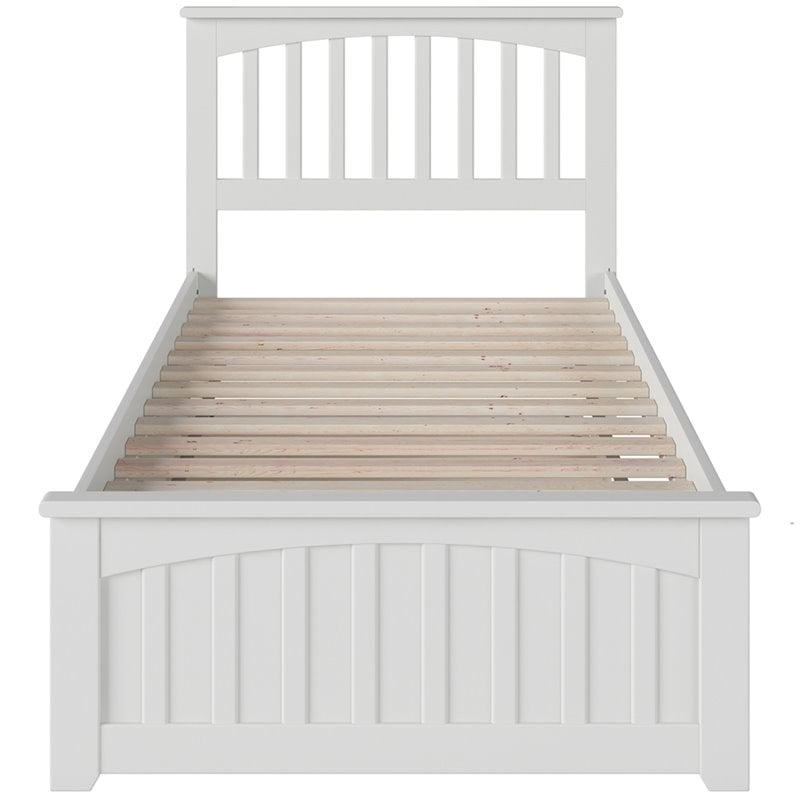Leo & Lacey Farmhouse Solid Wood Urban Twin Trundle Platform Bed in White
