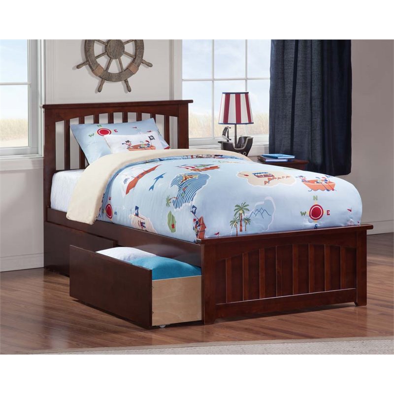 Leo & Lacey Urban Twin Storage Platform Bed in Walnut