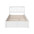 Leo & Lacey Mission Full Wood Platform Bed w/Footboard and Twin Trundle in White