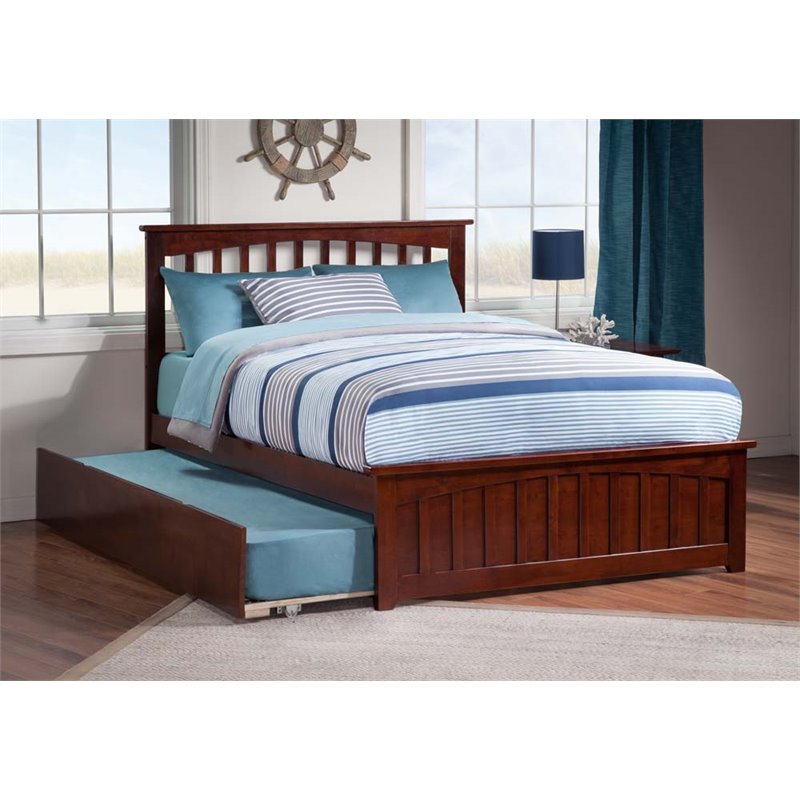 Leo & Lacey Urban Full Trundle Platform Bed in Walnut