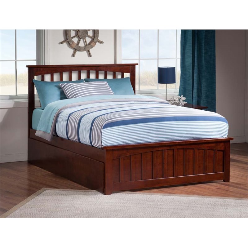 Leo & Lacey Urban Full Trundle Platform Bed in Walnut