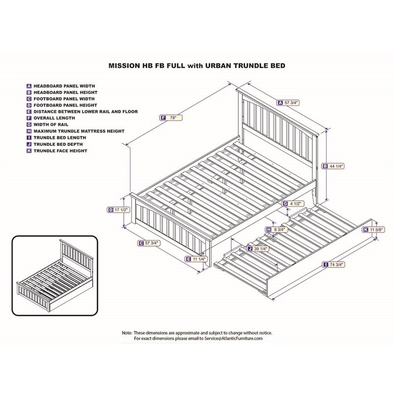 Leo & Lacey Urban Full Trundle Platform Bed in Walnut