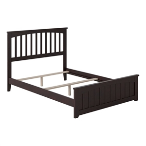 Leo & Lacey Solid Wood Full Bed with Footboard with USB Charger in Espresso