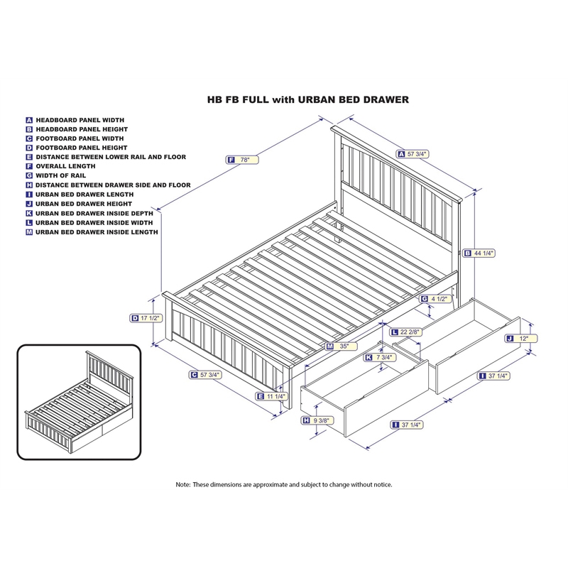 Leo & Lacey Farmhouse Solid Wood Urban Full Storage Platform Bed in Walnut