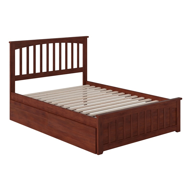 Leo & Lacey Farmhouse Solid Wood Urban Full Storage Platform Bed in Walnut