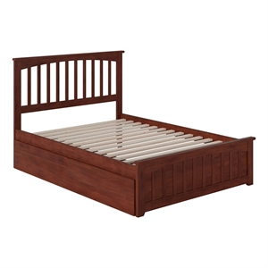 Leo & Lacey Full Platform Bed with Matching Footboard & Storage Drawers - Walnut