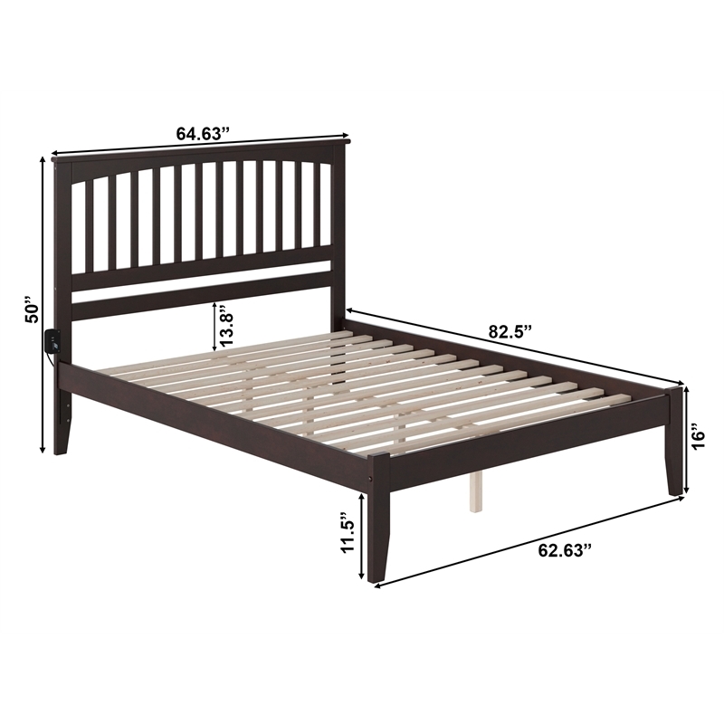 Leo & Lacey Mission Queen Solid Wood Platform Bed in Espresso