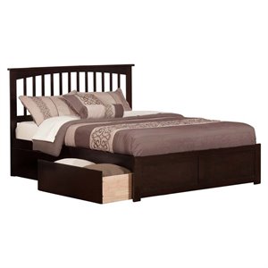 Leo & Lacey Mission Queen Wood Platform Bed and Storage Drawers in Espresso