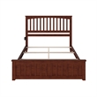 Leo & Lacey Solid Wood Queen Platform Bed with Footboard & USB Charger in Walnut