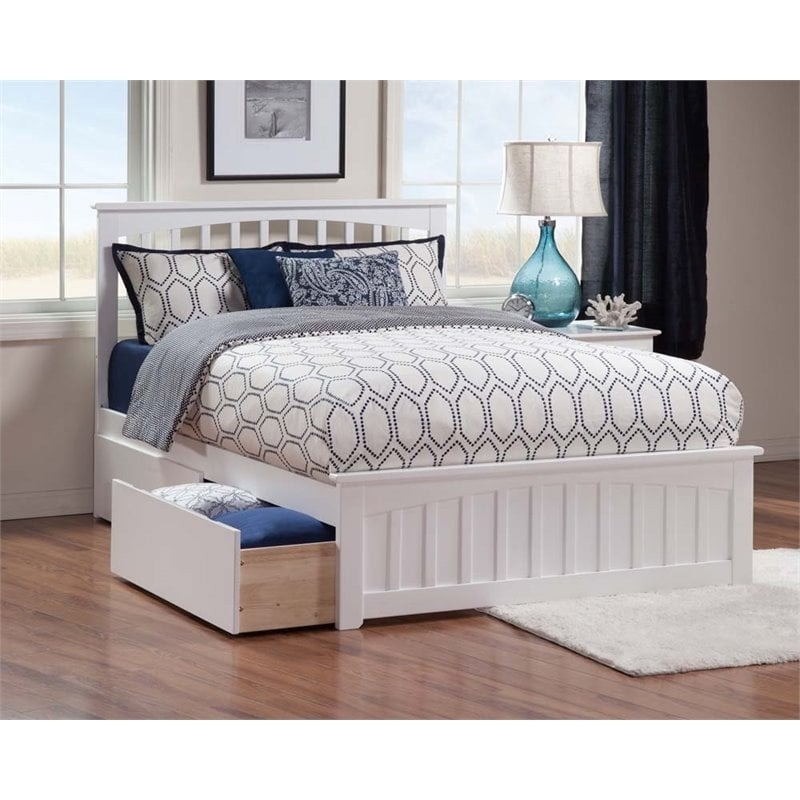 Leo & Lacey Farmhouse Solid Wood Urban Queen Storage Platform Bed in White