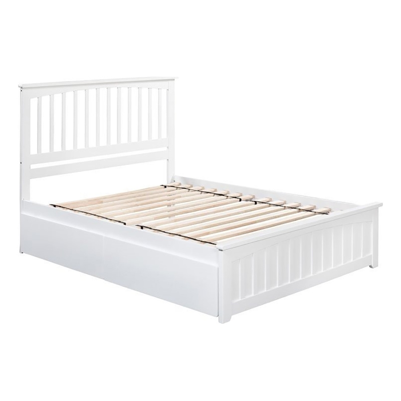 Leo & Lacey Farmhouse Solid Wood Urban Queen Storage Platform Bed in White
