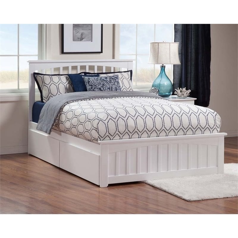 Leo & Lacey Farmhouse Solid Wood Urban Queen Storage Platform Bed in White