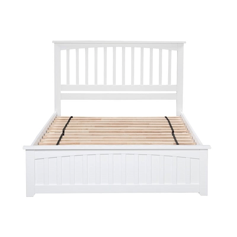 Leo & Lacey Farmhouse Solid Wood Urban Queen Storage Platform Bed in White