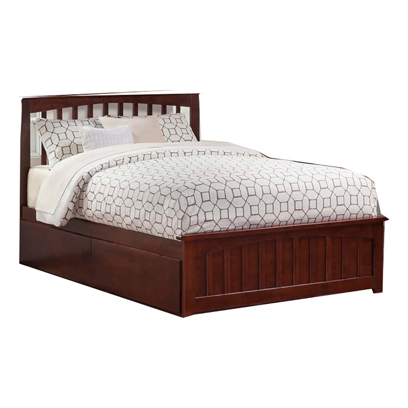 Leo & Lacey Farmhouse Solid Wood Urban Queen Storage Platform Bed in Walnut