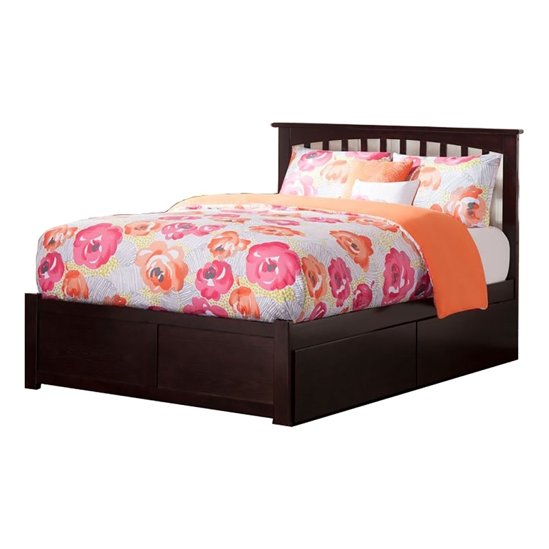 Leo & Lacey Mission King Wood Platform Bed & Storage Drawers in Espresso